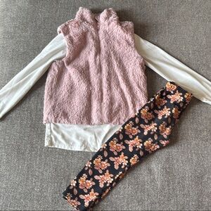 Pink and Black Floral Matching Leggings Set